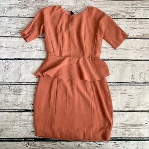 Cute open back dress dark coral color